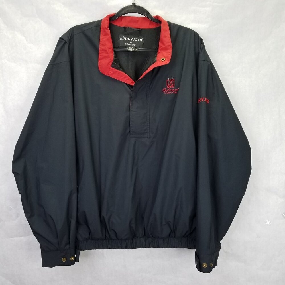 DryJoys by FootJoy Golf Jacket Men's M Black 1/4 Snap Up Windbreaker Belmont CC